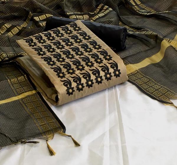 TCVV Silk Embroidery 1 Fancy Cotton Silk Dress Materials